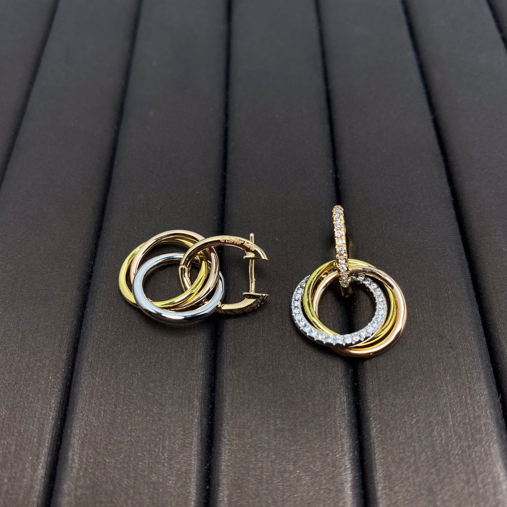 CARTIER TRINITY EARRINGS GOLD DIAMOND