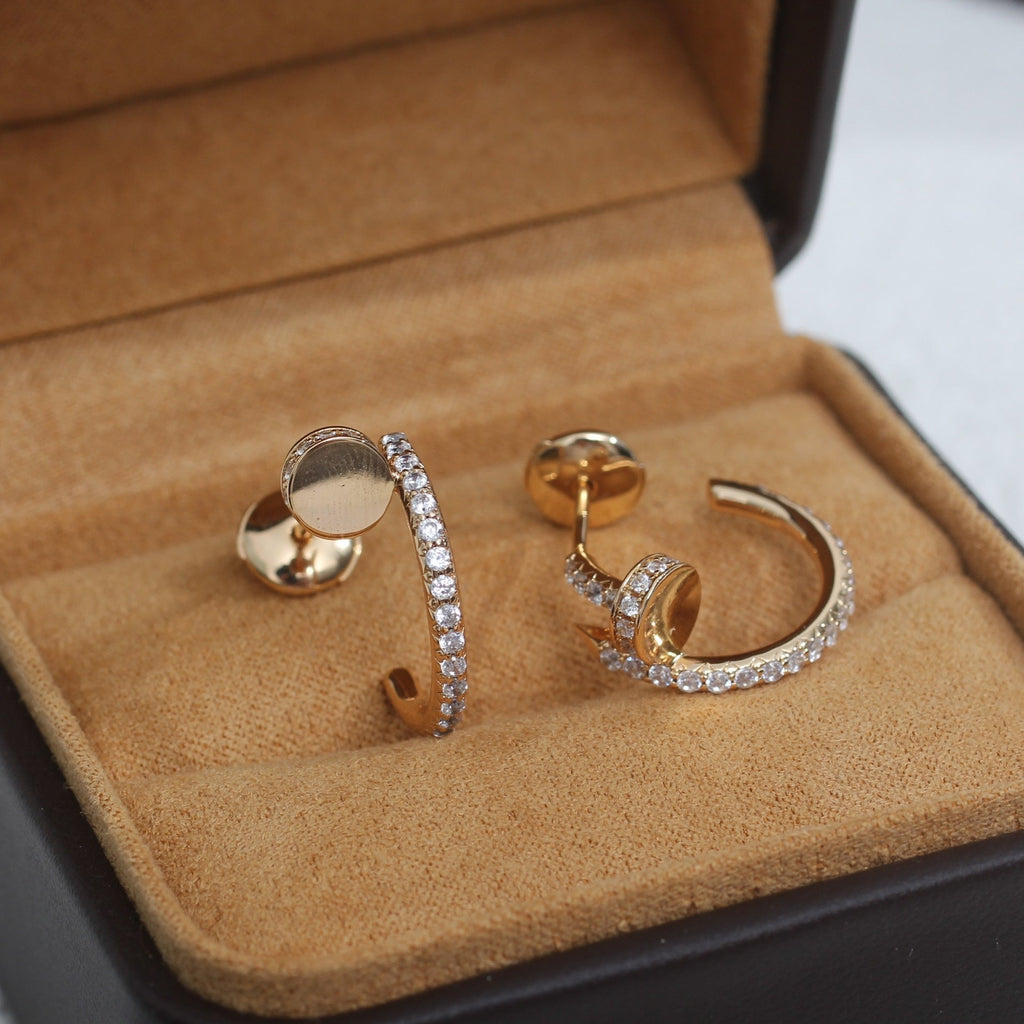 CARTIER JUSTE EARRINGS 12.75MM PINK GOLD DIAMOND