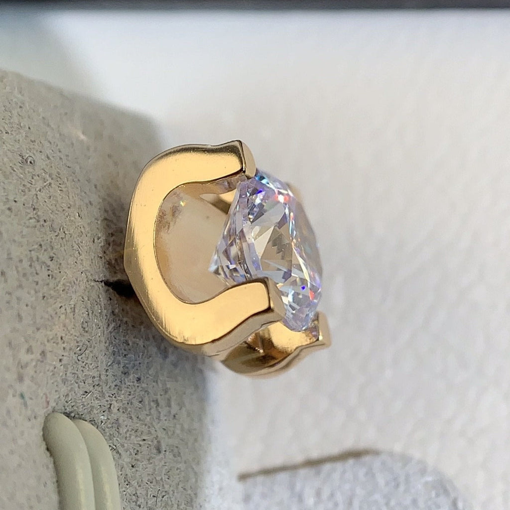 CARTIER 6MM DIAMOND PINK GOLD STUD EARRINGS