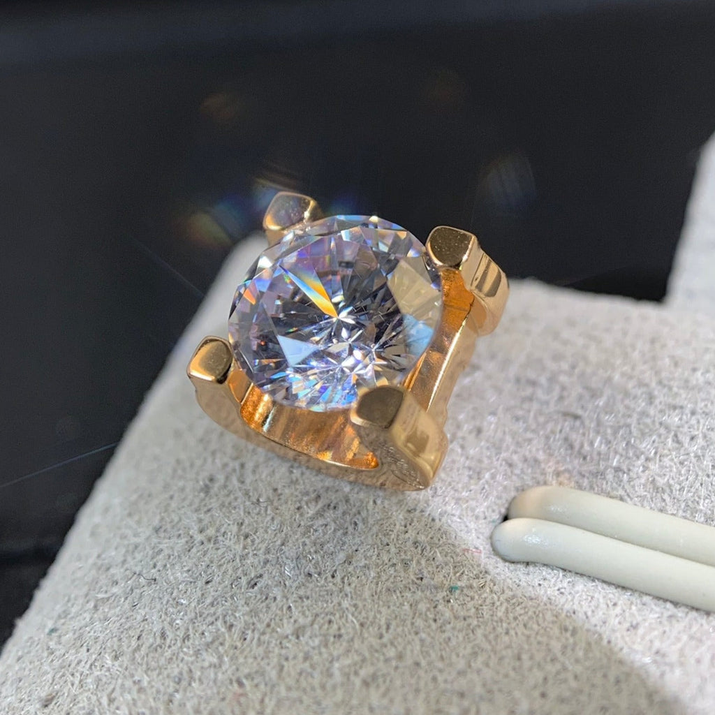 CARTIER 6MM DIAMOND PINK GOLD STUD EARRINGS