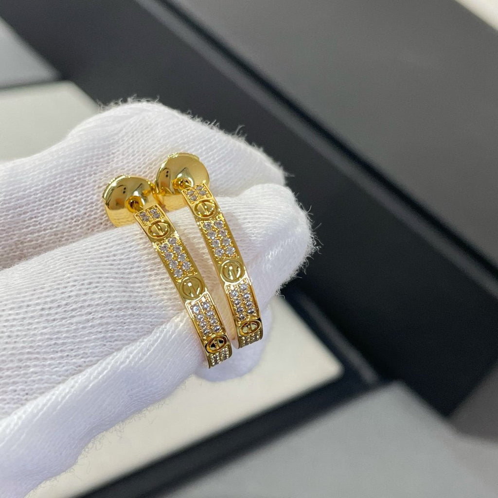 CARTIER LOVE DIAMOND GOLD HOOP EARRINGS