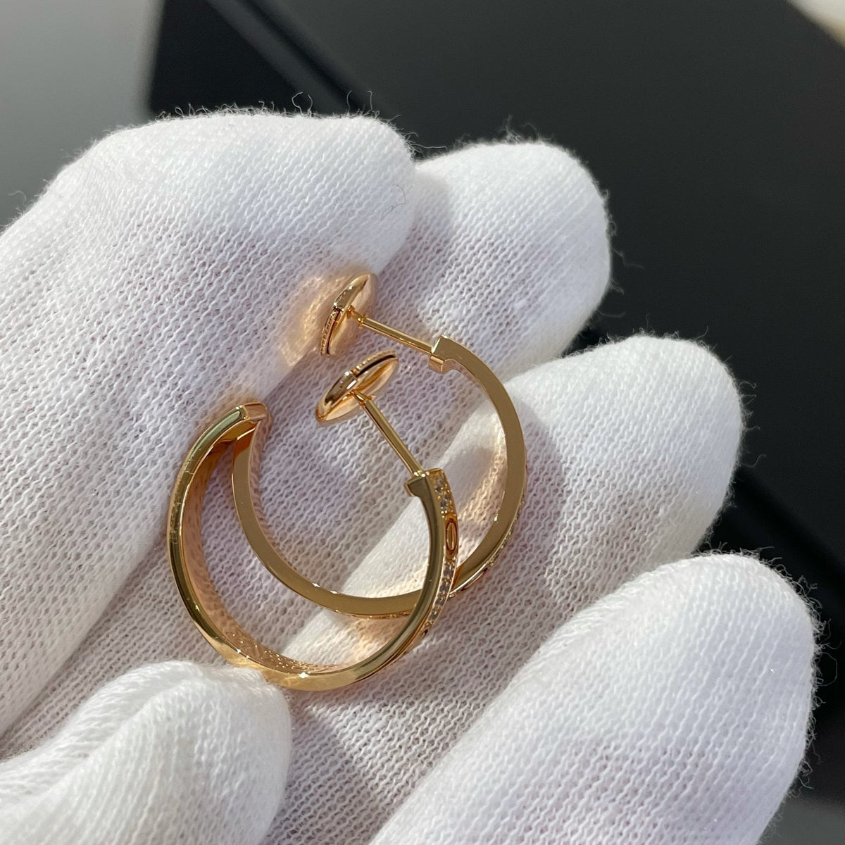 CARTIER LOVE DIAMOND PINK GOLD HOOP EARRINGS
