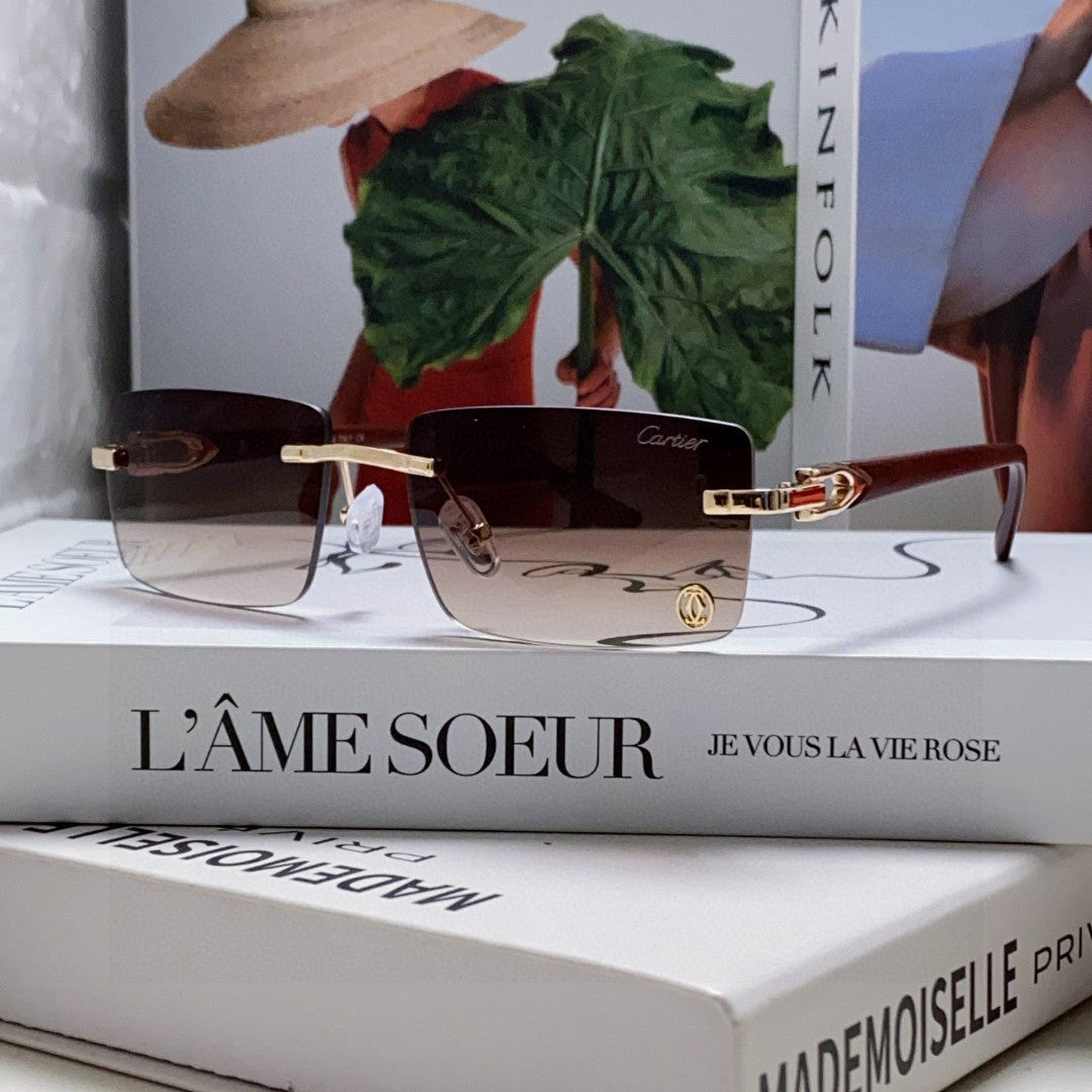 CARTIER C DE RECTANGULAR FRAME SUNGLASSES 555890 IN METAL AND ACETATE