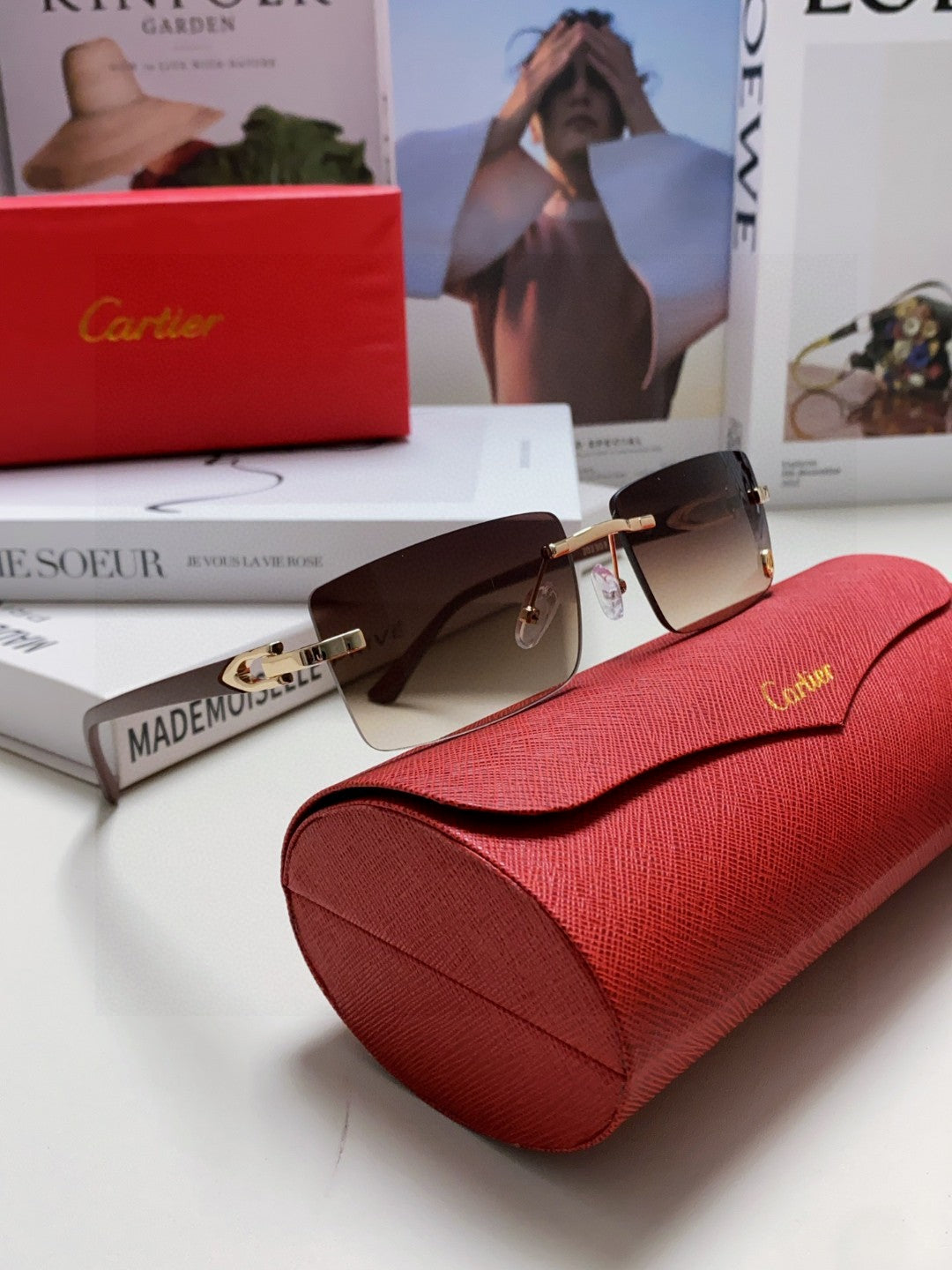 CARTIER C DE RECTANGULAR FRAME SUNGLASSES 518454 IN METAL