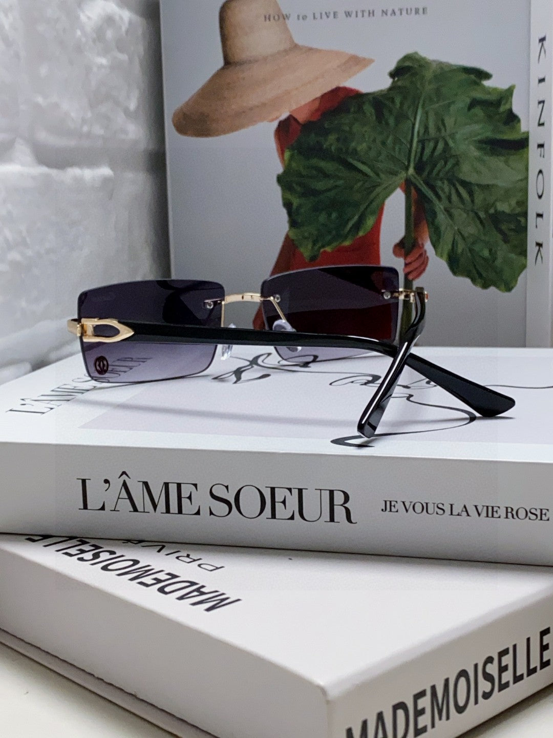 CARTIER C DE RECTANGULAR FRAME SUNGLASSES 555890 IN METAL AND ACETATE