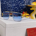 CARTIER C DE SQUARE FRAME SUNGLASSES 522656 IN METAL AND WOODEN