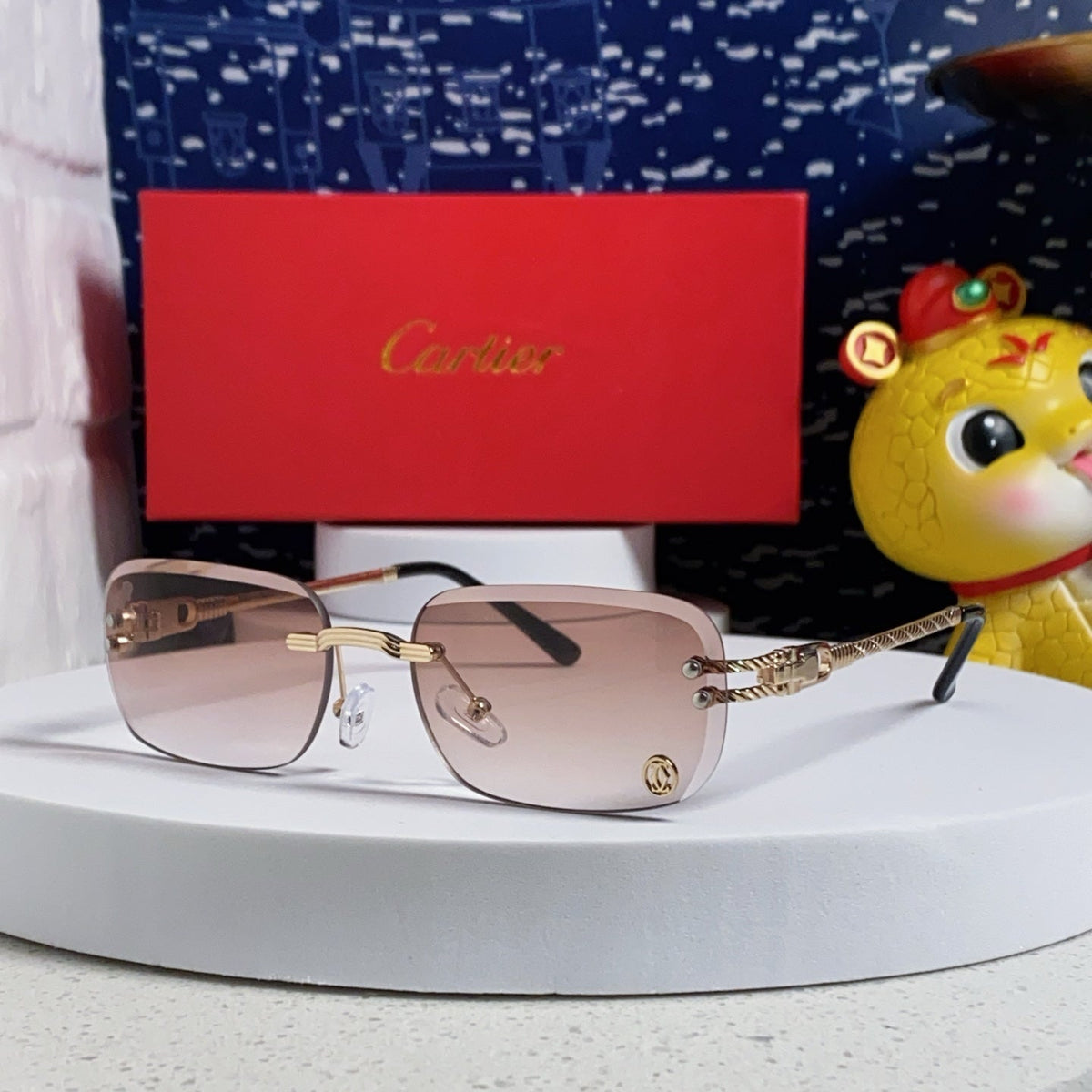 CARTIER SIGNATURE C DE RECTANGULAR FRAME SUNGLASSES 533233 IN METAL