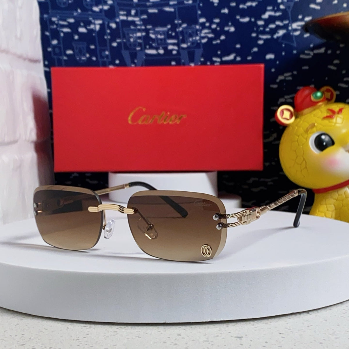 CARTIER SIGNATURE C DE RECTANGULAR FRAME SUNGLASSES 533233 IN METAL