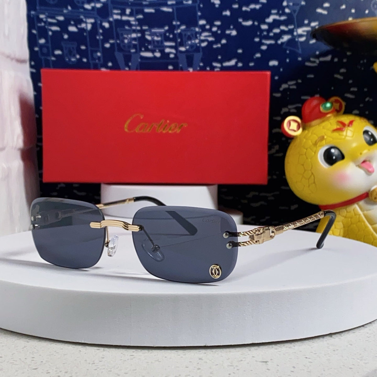 CARTIER SIGNATURE C DE RECTANGULAR FRAME SUNGLASSES 533233 IN METAL
