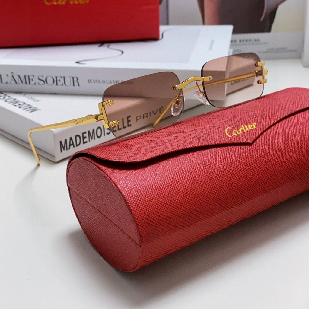 CARTIER SIGNATURE C DE RECTANGULAR FRAME SUNGLASSES 575776 IN METAL