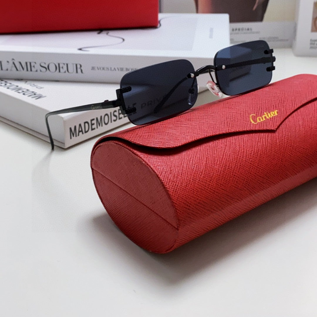 CARTIER SIGNATURE C DE RECTANGULAR FRAME SUNGLASSES 575776 IN METAL