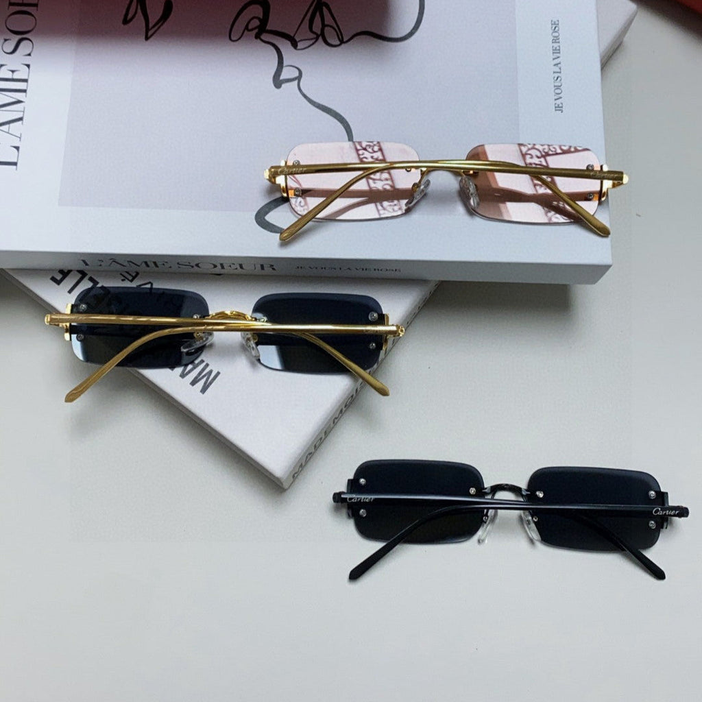 CARTIER SIGNATURE C DE RECTANGULAR FRAME SUNGLASSES 575776 IN METAL